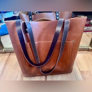 Portland Leather Brown Honey Leather Tote Bag Size M